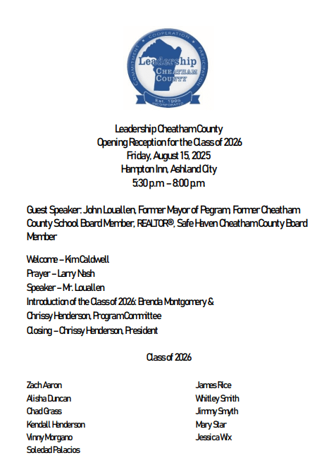 Program for Class of 2025-2026’s Opening&nbsp;Reception